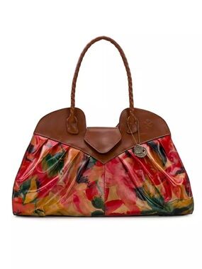 Patricia Nash Lione Leather X-Large Floral Print Satchel Anniversary Collection